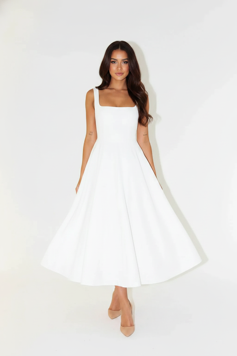 Aubrey | Midi Dress - White