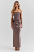 Ashley - Corset Midi Dress - Brown