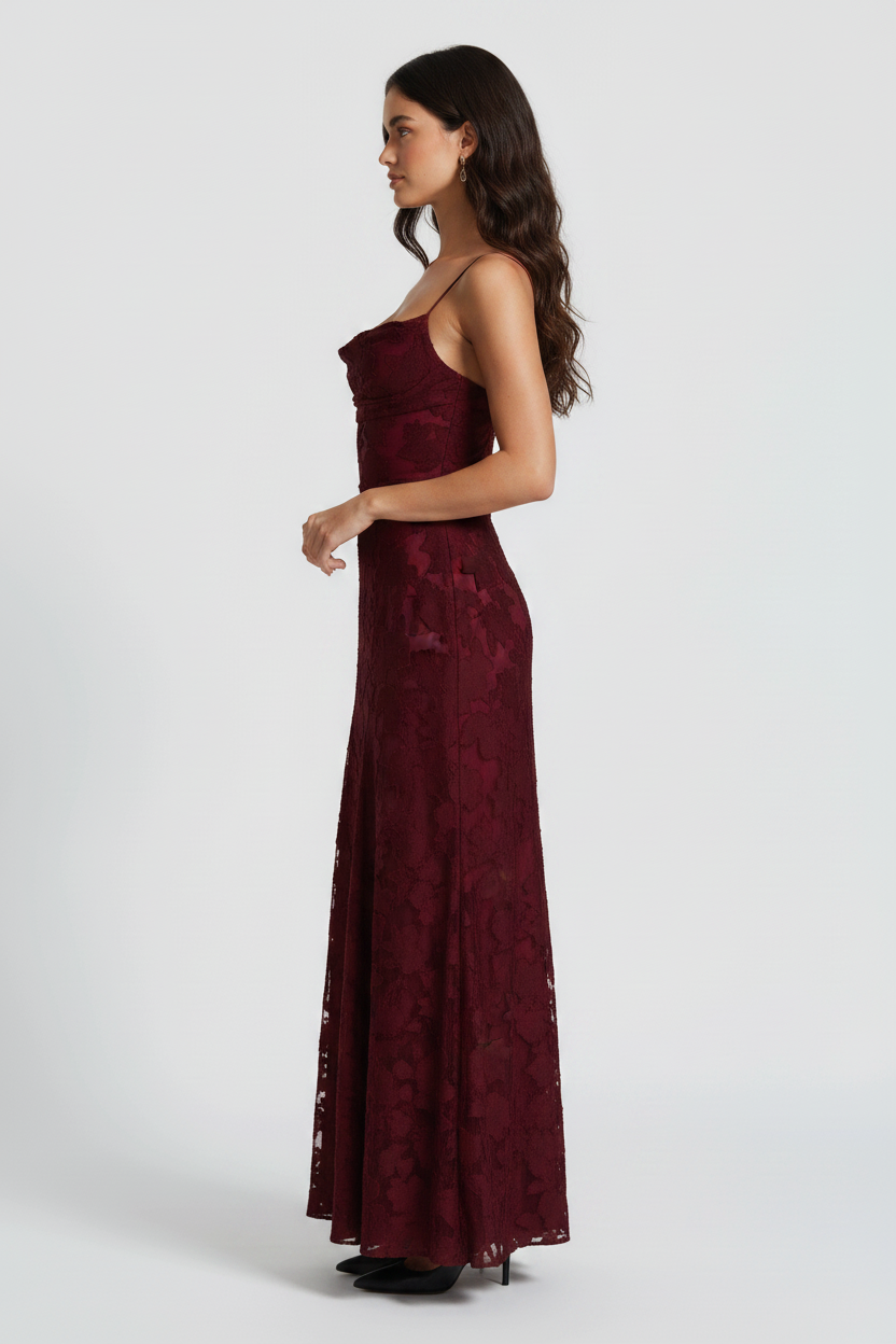 Ashley - Elegance Maxi Dress - Cherry Lacquer