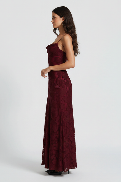 Ashley - Elegance Maxi Dress - Cherry Lacquer