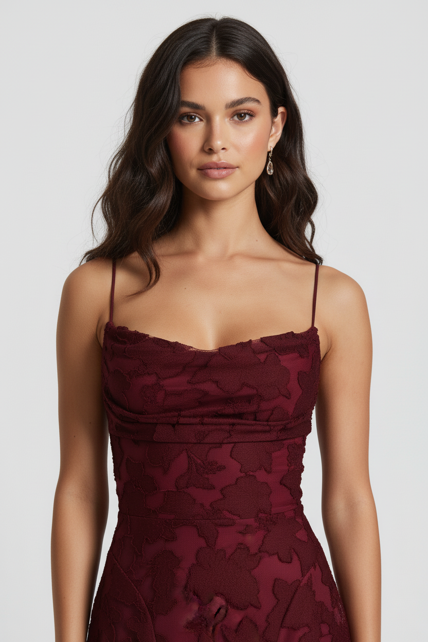 Ashley - Elegance Maxi Dress - Cherry Lacquer