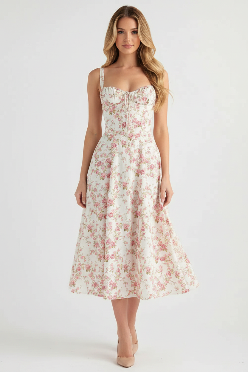 Livette - Flower Midi Dress - Blossom Pink