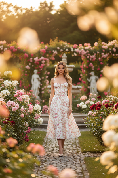 Livette - Flower Midi Dress - Blossom Pink
