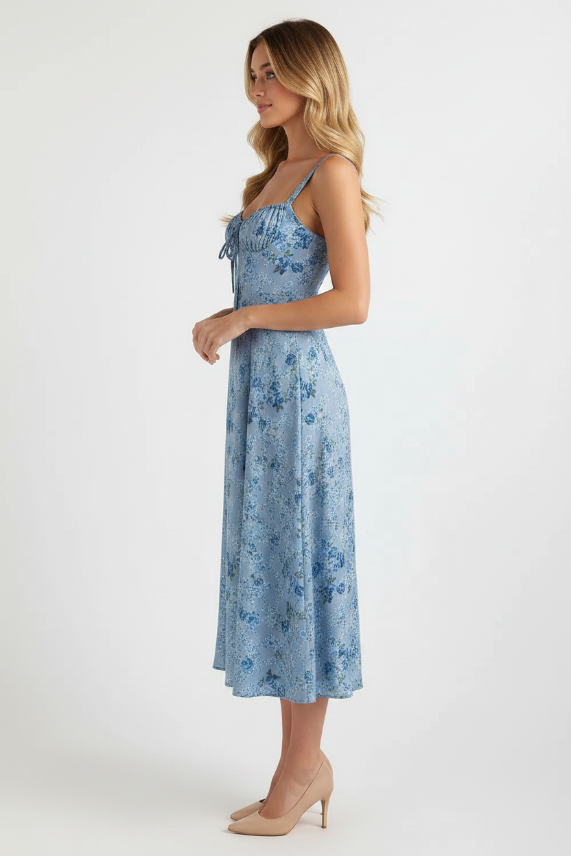 Livette - Flower Midi Dress - Blue Rain