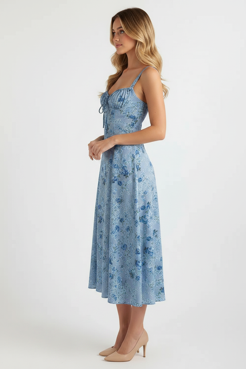 Livette - Flower Midi Dress - Blue Rain