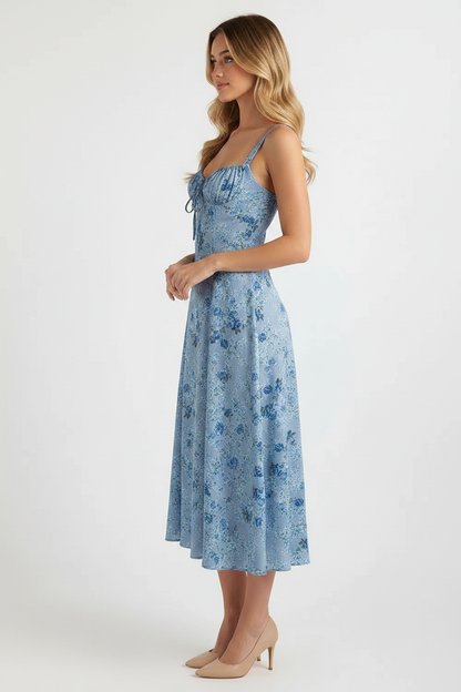 Livette - Flower Midi Dress - Blue Rain