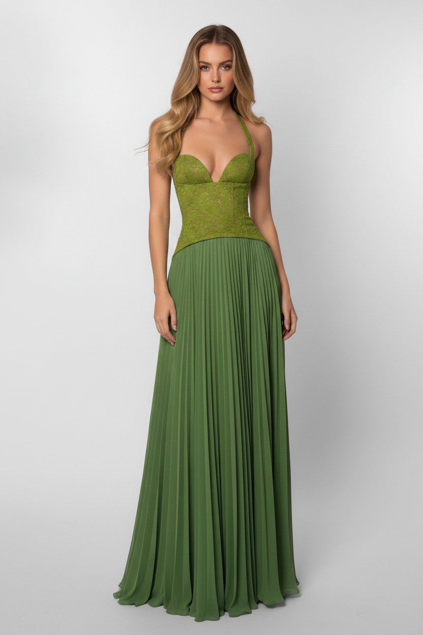 Ashley - Gown Corset Maxi Dress - Green