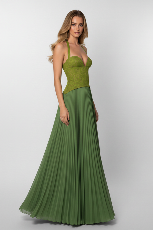 Ashley - Gown Corset Maxi Dress - Green
