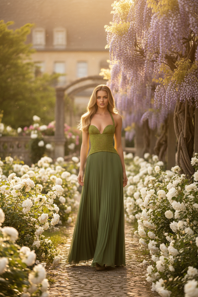 Ashley - Gown Corset Maxi Dress - Green