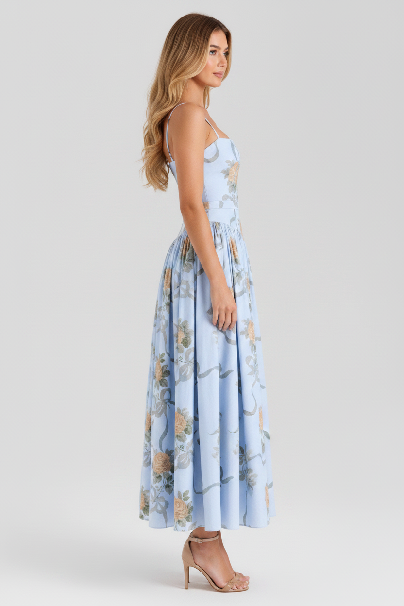 Livette - Printed Maxi Dress - Vintage Blue