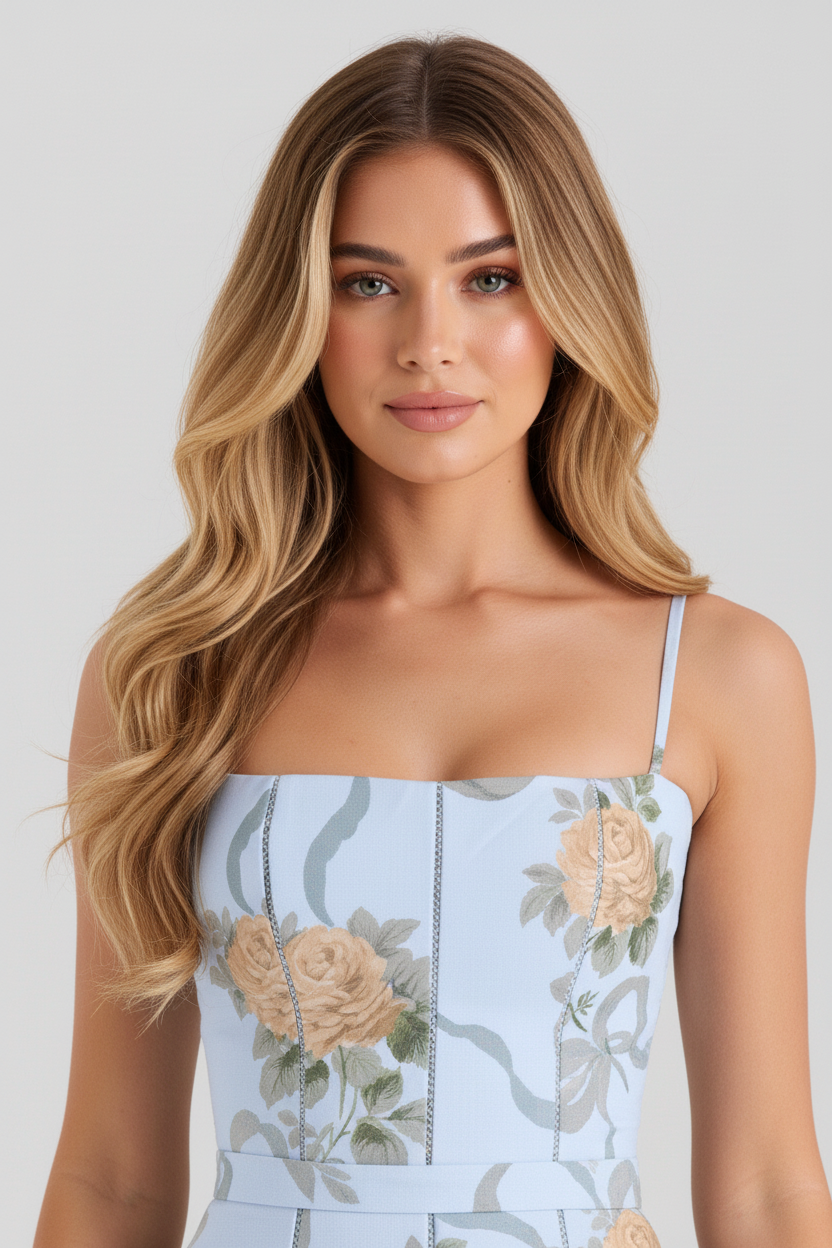 Livette - Printed Maxi Dress - Vintage Blue