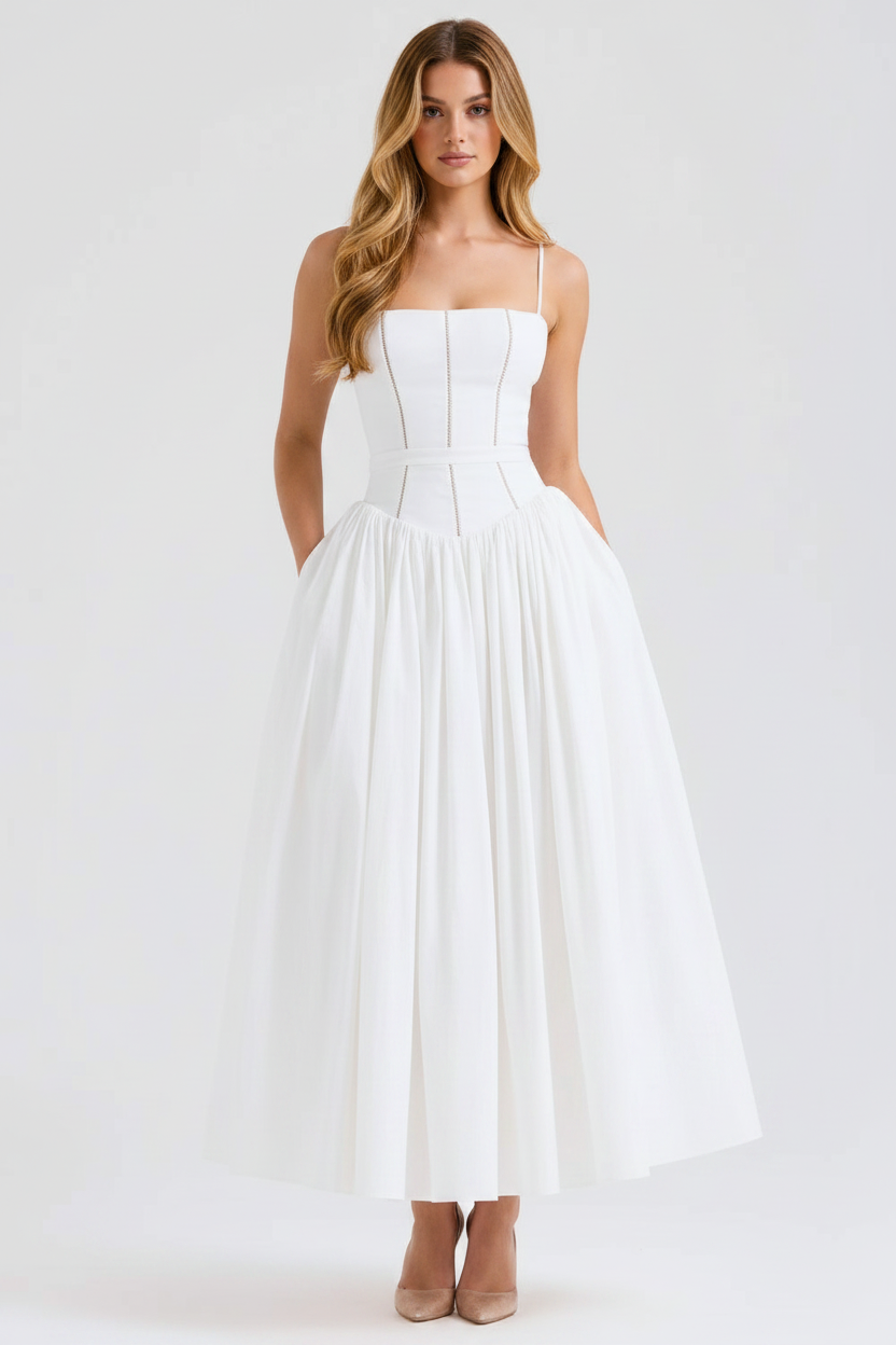 Livette - Printed Maxi Dress - White