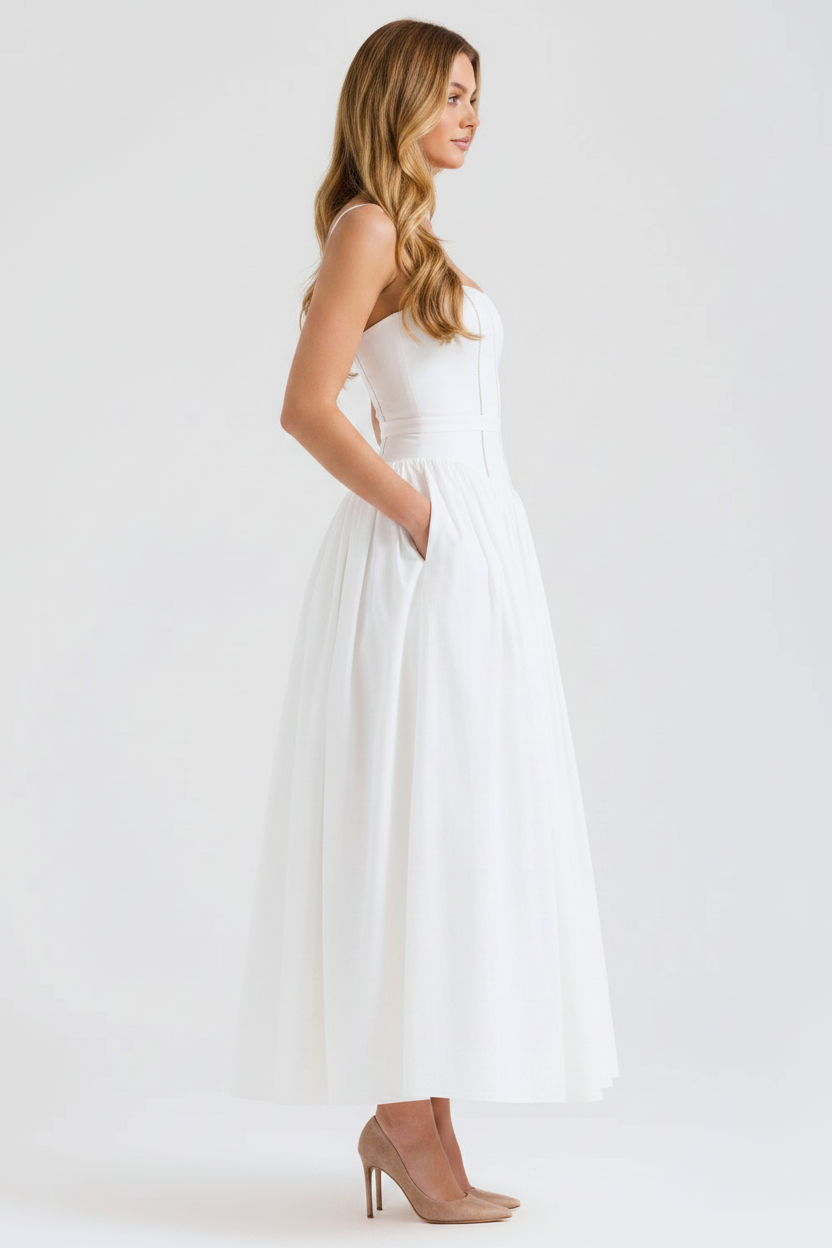 Livette - Printed Maxi Dress - White