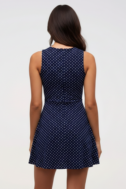 Livette - Sleeveless Polka Mini Dress
