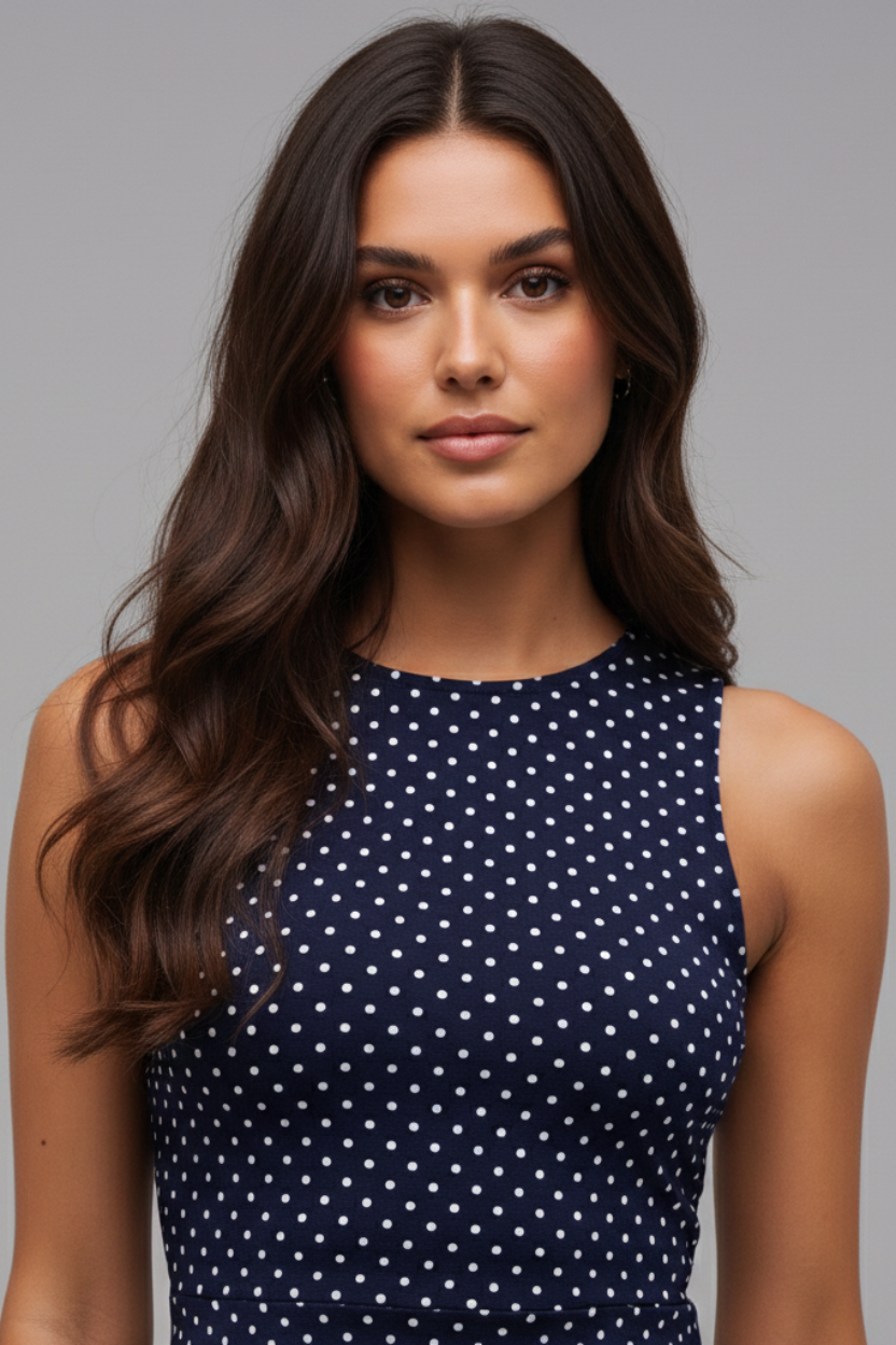 Livette - Sleeveless Polka Mini Dress