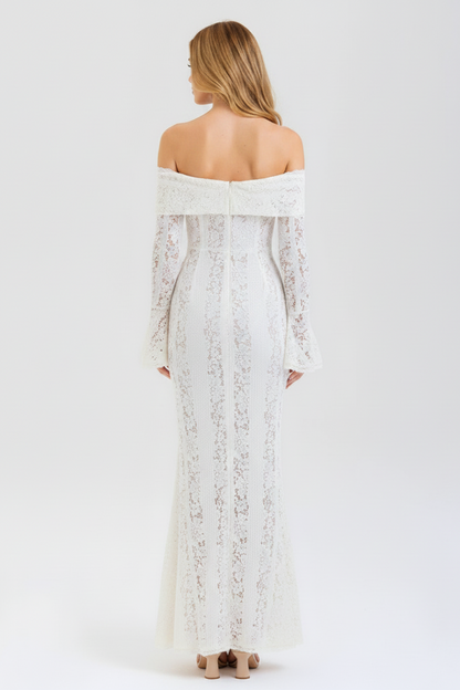 Livette - Vintage Off Shoulder Maxi Dress - Ivory