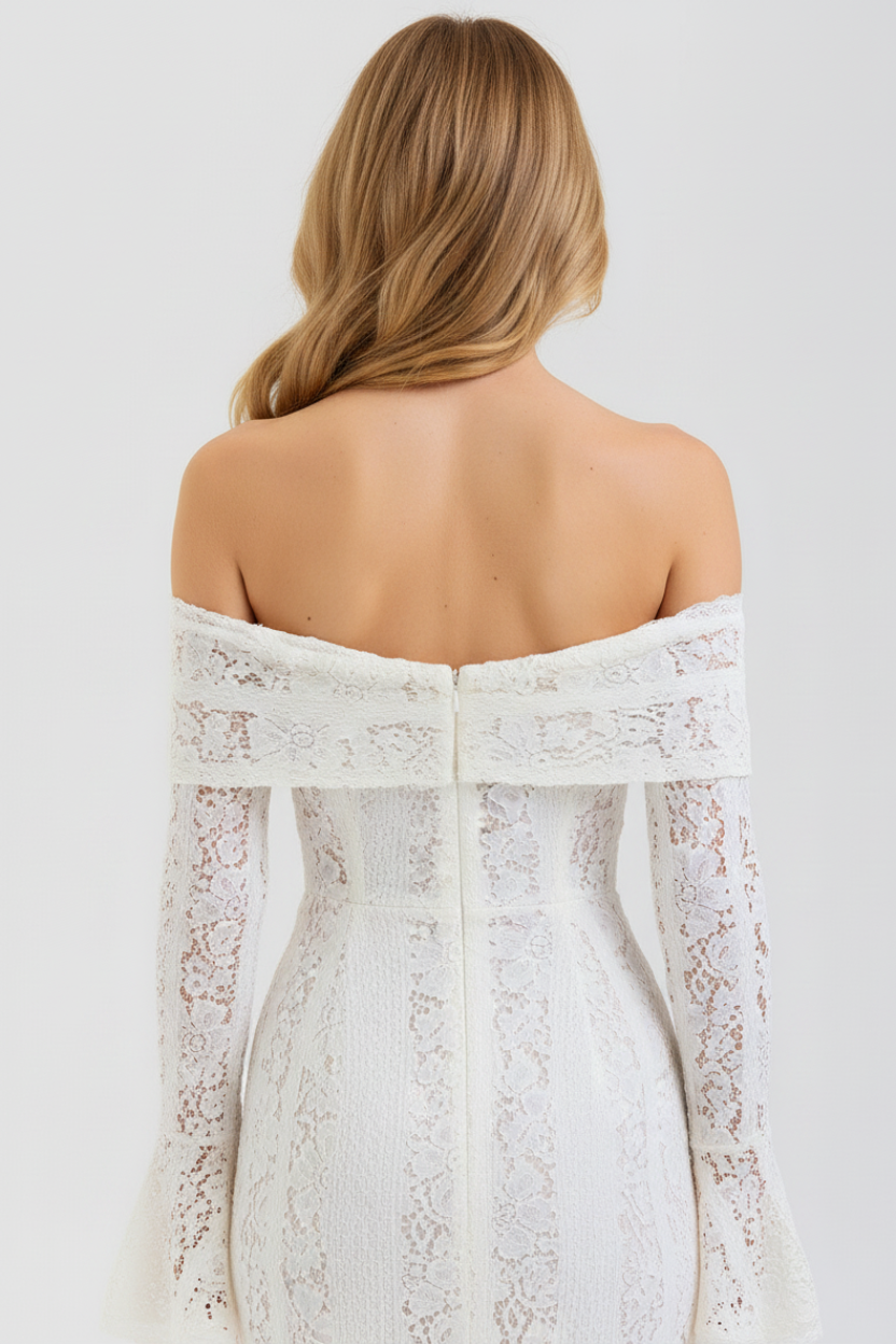 Livette - Vintage Off Shoulder Maxi Dress - Ivory