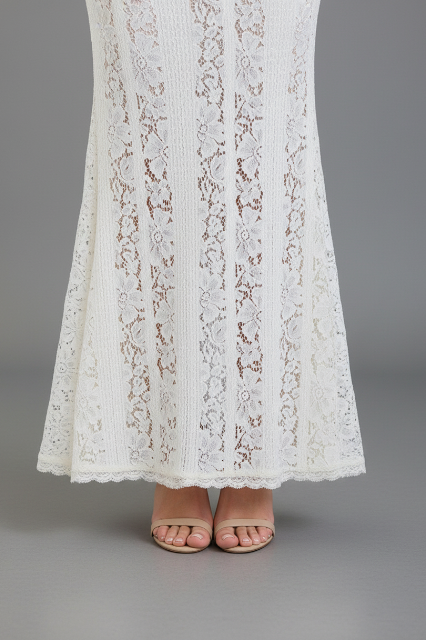 Livette - Vintage Off Shoulder Maxi Dress - Ivory