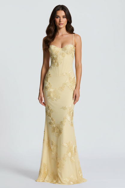 Livette - Yellow Floral Maxi Dress