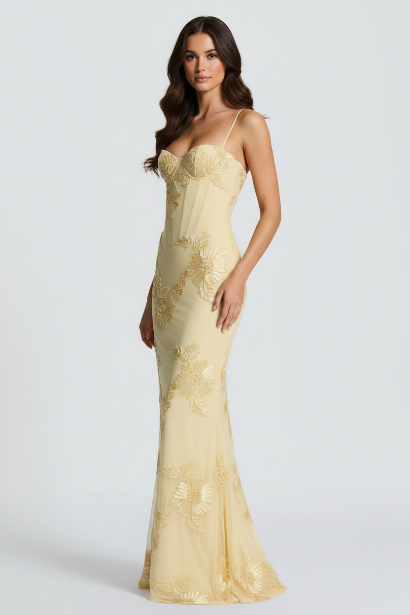 Livette - Yellow Floral Maxi Dress
