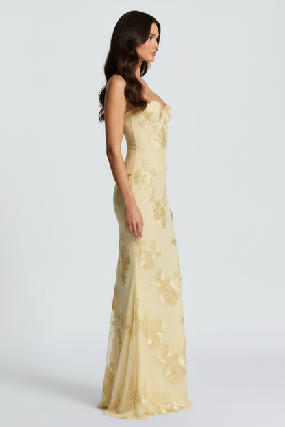 Livette - Yellow Floral Maxi Dress