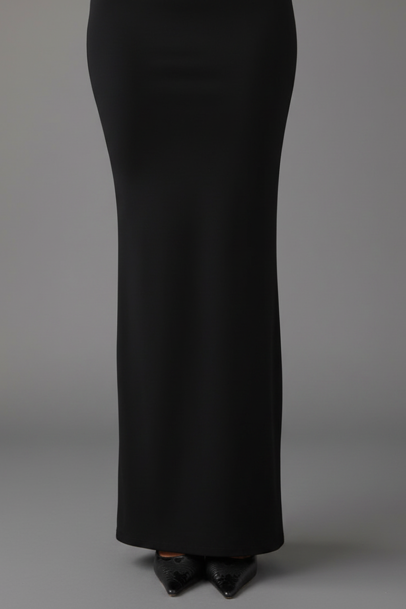 Mia Asymmetrical Long Dress - Black
