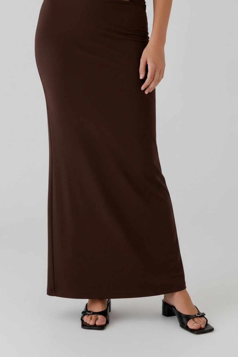 Mia Asymmetrical Long Dress - Brown