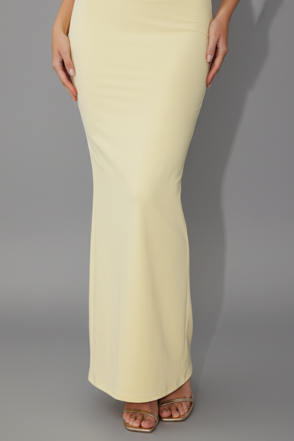 Mia Asymmetrical Long Dress - Lemon