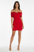 Ashley | Women’s Red Off Shoulder Party Dress Slim Fit Mini Dress