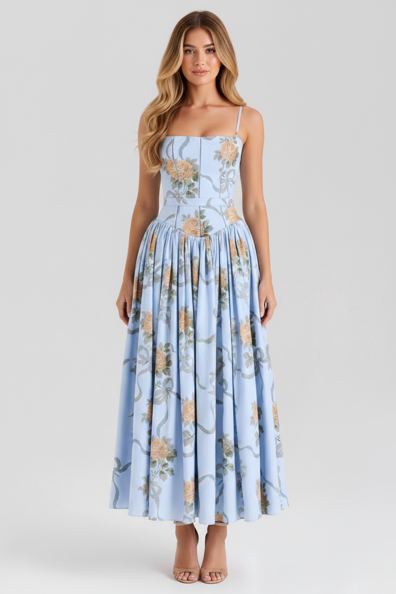 Livette - Printed Maxi Dress - Vintage Blue