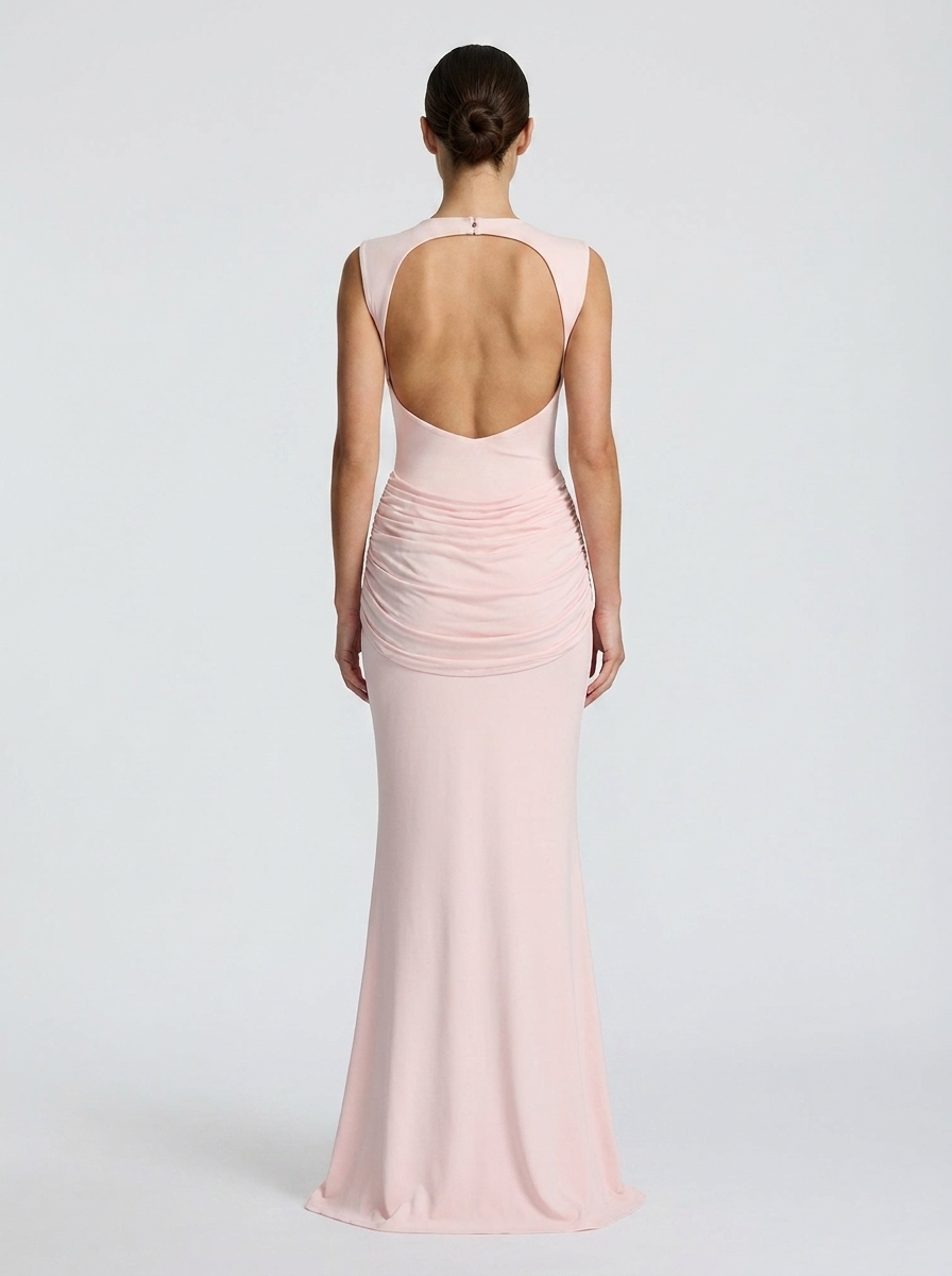 Ashely | Women’s Maxi Dress High Neck Elegant Fitted Waist Wedding Guest Dress