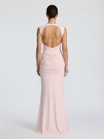 Ashely | Women’s Maxi Dress High Neck Elegant Fitted Waist Wedding Guest Dress