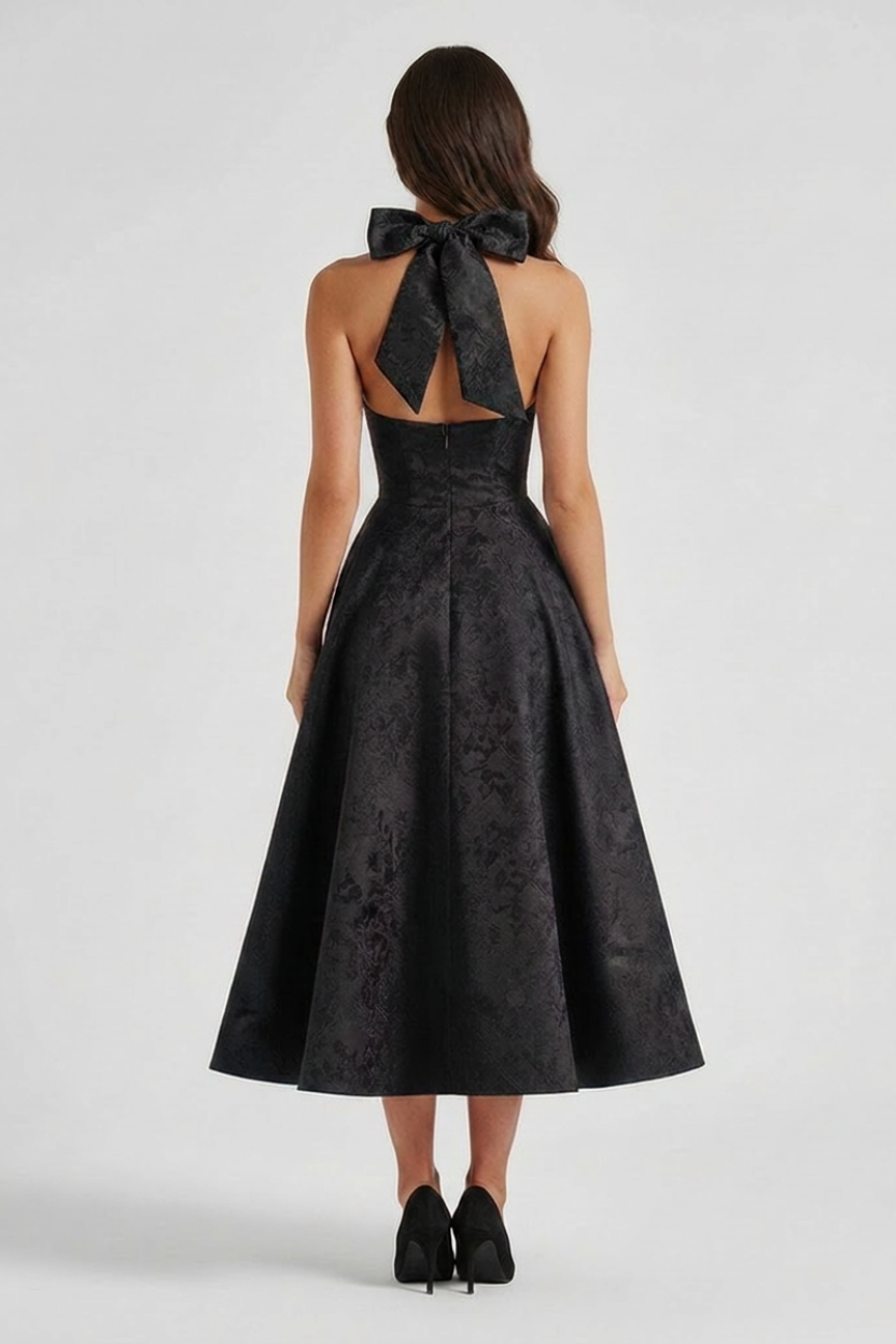 Ashley | Structured women’s midi dress corset bodice lace-up back fit