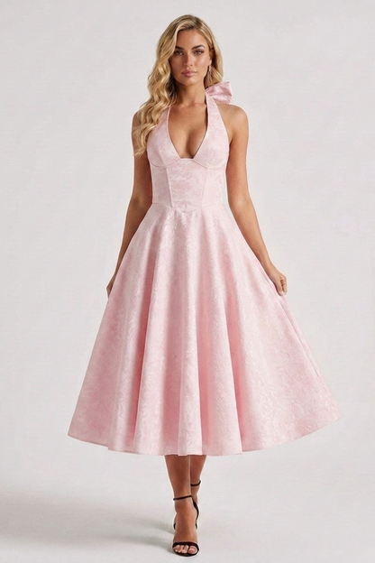 Ashley | Structured women’s midi dress corset bodice lace-up back fit