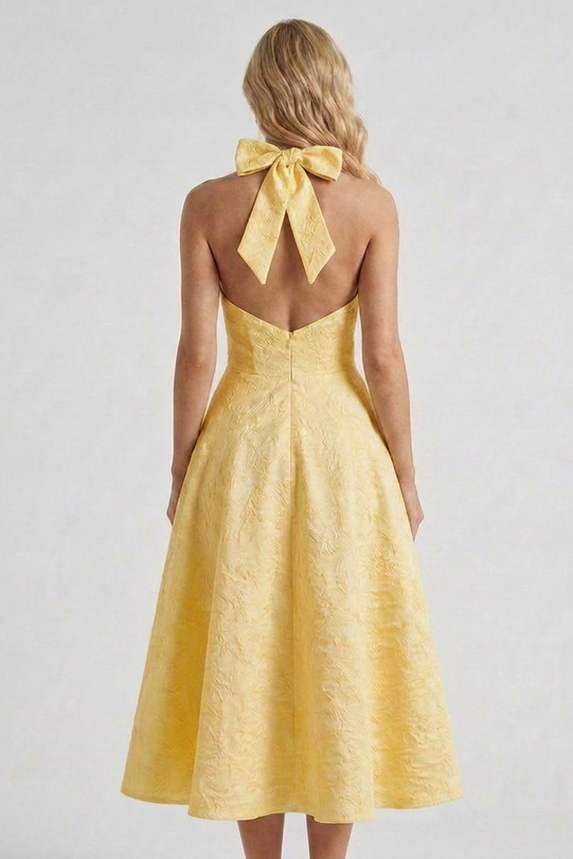 Ashley | Structured women’s midi dress corset bodice lace-up back fit