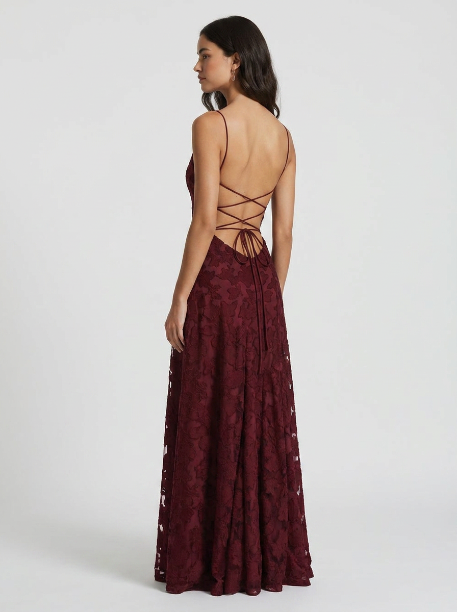 Ashley - Elegance Maxi Dress - Cherry Lacquer