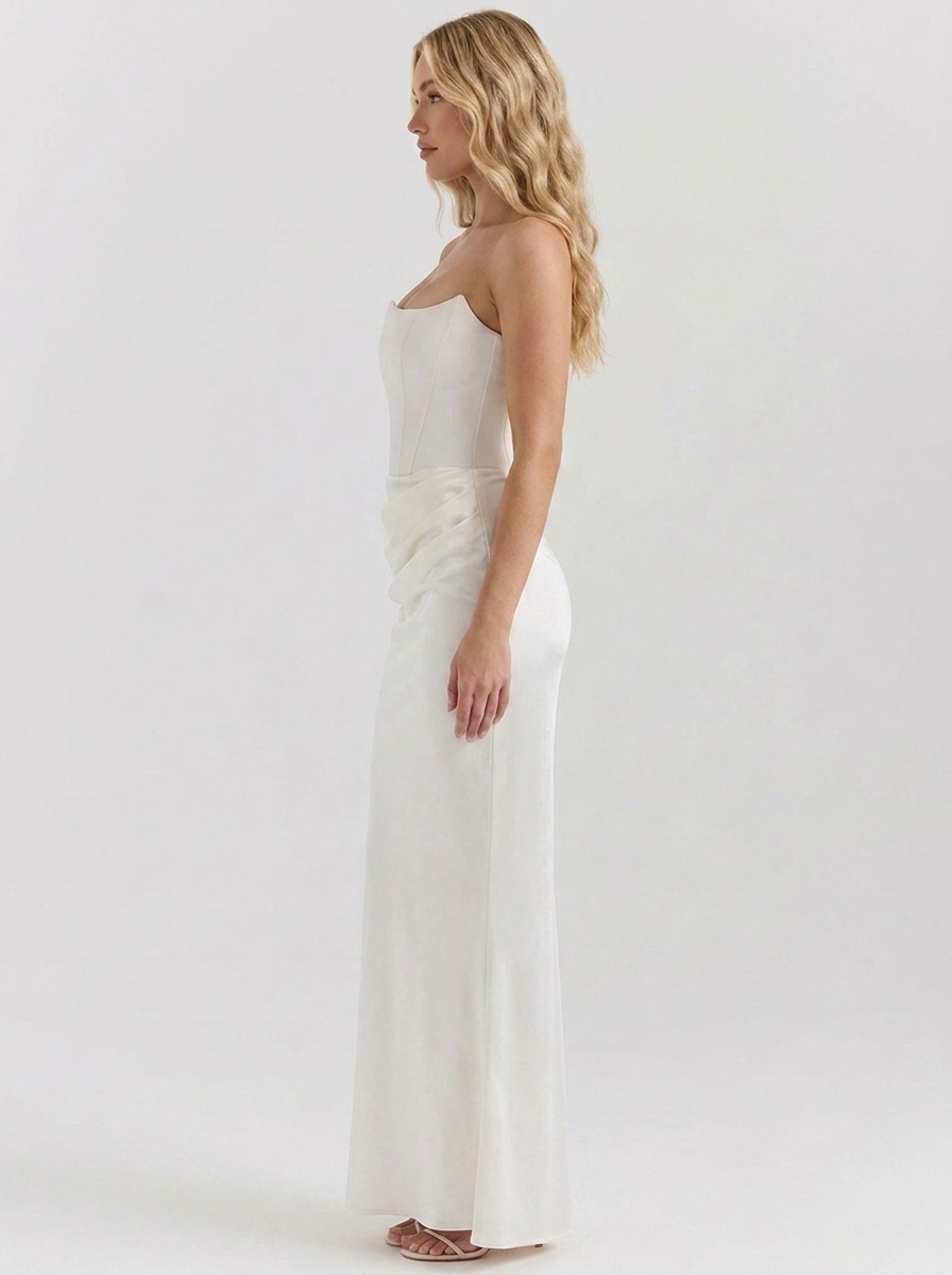 Ashley - Corset Midi Dress - White
