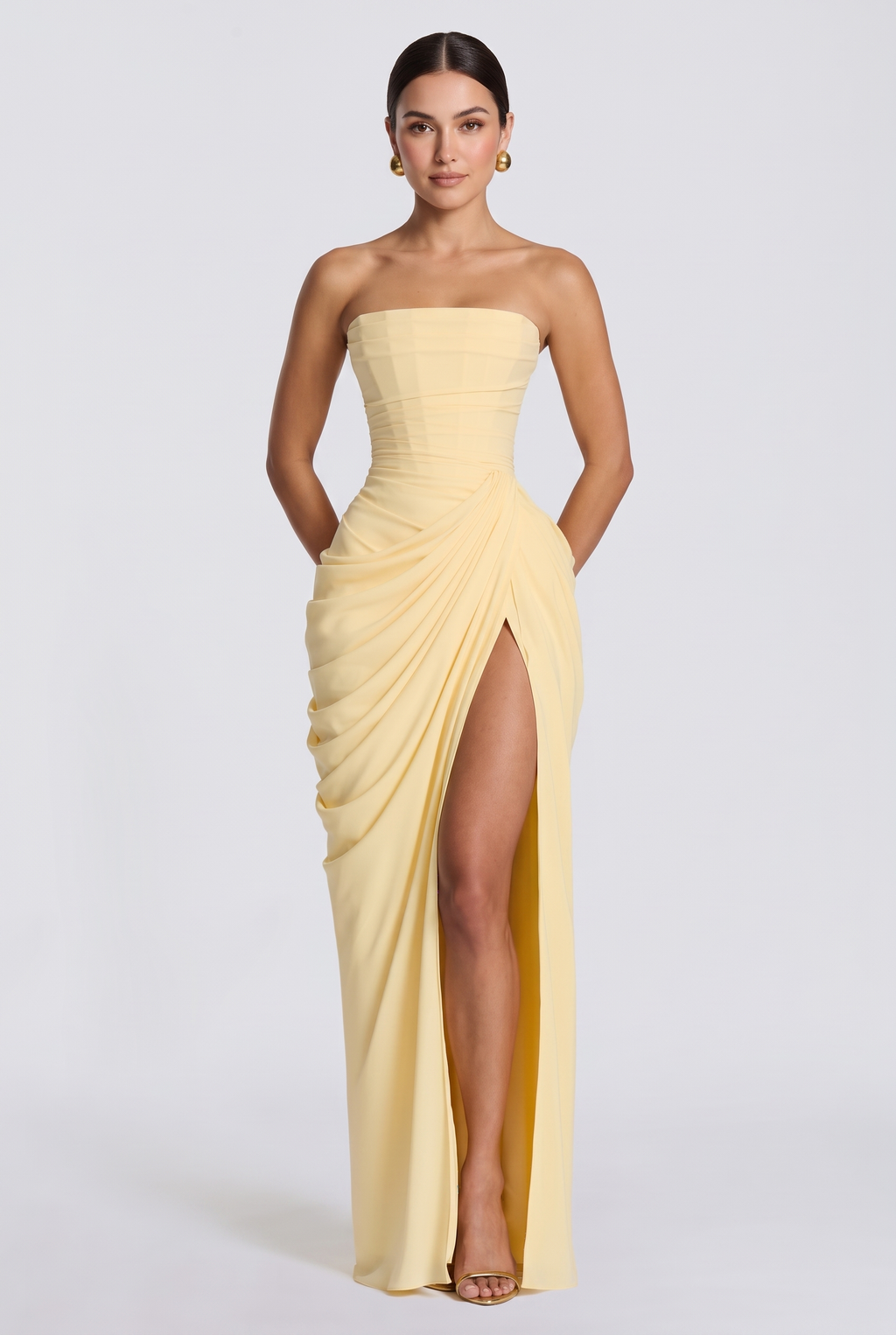 Ashley - Lois Maxi Dress - Lemon - front