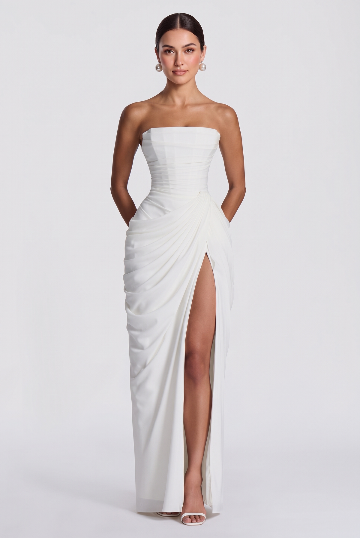 Ashley - Lois Maxi Dress - White - front